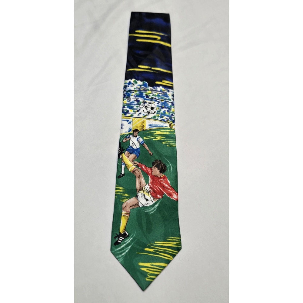 American Sports Vtg Mens Neck Tie Soccer Theme Futball Office Made In USA Read!